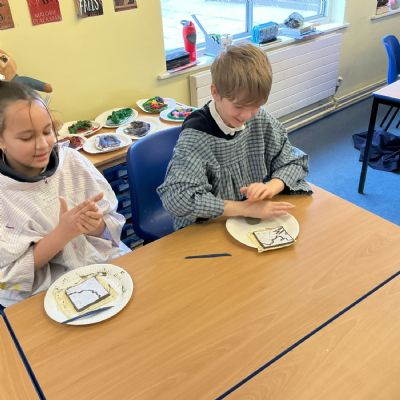 Children working with clay